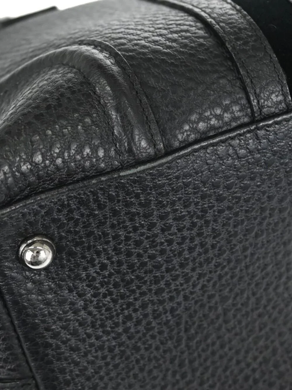 Gucci Black Leather Sherry Line Treasure Duffle Handbag 146002